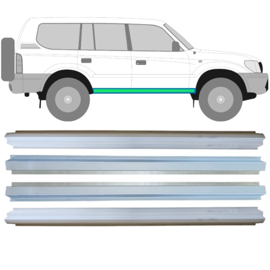 Slenkstis vidinė + išorinė dalis už Toyota Land Cruiser J90 1996-2002 / Kairė + Dešinė / Rinkinys 14854 Slenkstis vidinė + išorinė dalis už Toyota Land Cruiser J90 1996-2002 / Kairė + Dešinė / Rinkinys 14854