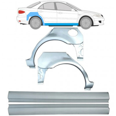 Slenkstis apatinė + sparnas galinis už Mazda 6 2002-2008 / Kairė + Dešinė / Rinkinys 9653