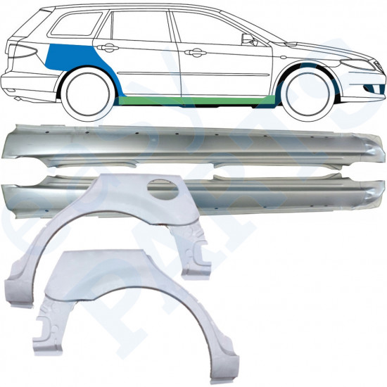 Slenkstis apatinė + sparnas galinis už Mazda 6 2002-2008 / COMBI / Rinkinys 10538