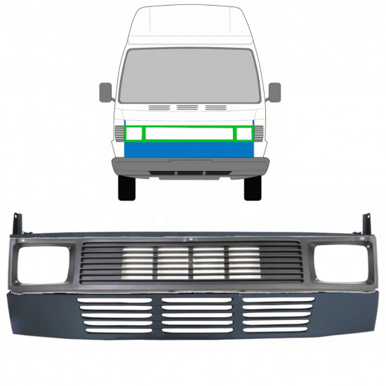 Priekinis rėmas + grotelės už Mercedes 207-410 1977-1995  / Rinkinys 10445