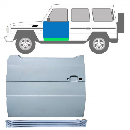 Priekinių durų vidinė + išorinė dalis už Mercedes G-Class 1979- / Kairė / Rinkinys 12036