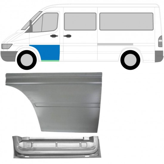 Priekinių durų vidinė + išorinė dalis už Mercedes Sprinter 1995-2006 / Kairė / Rinkinys 9154