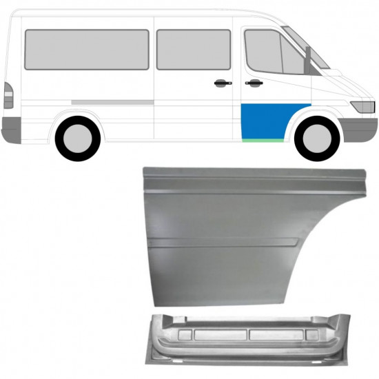 Priekinių durų vidinė + išorinė dalis už Mercedes Sprinter 1995-2006 / Dešinė / Rinkinys 9153