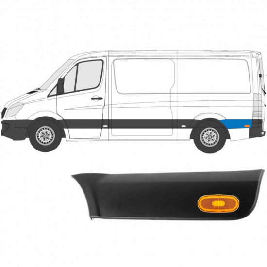 Sparno juosta galinio sparno su lempa už Mercedes Sprinter 2006- / Kairė / Rinkinys 10685