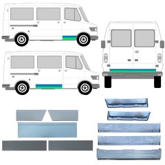 Durų vidinė + išorinė dalis už Mercedes T1 207-410 1977-1995 / Kairė + Dešinė / Rinkinys 12635