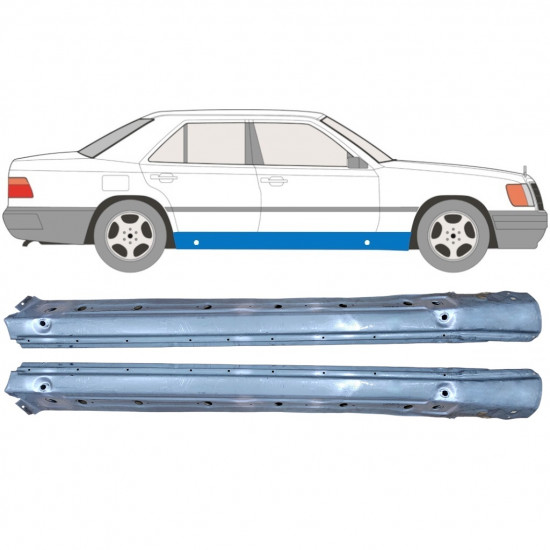 Sustiprintas visas slenkstis už Mercedes W124 1984-1996 / Kairė + Dešinė / Rinkinys 9847