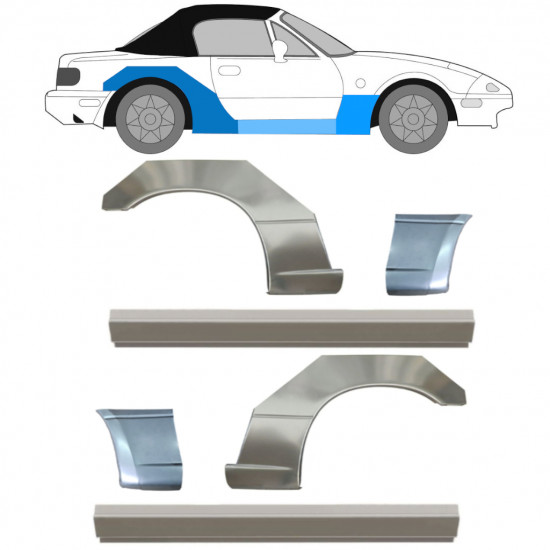 Slenkstis apatinė + sparnas priekinis + sparnas galinis už Mazda MX-5 1989-1998 / Rinkinys 12582