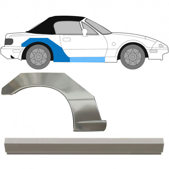 Slenkstis apatinė + sparnas galinis už Mazda MX-5 1989-1998 / Dešinė / Rinkinys 11141