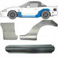 Slenkstis apatinė + sparnas priekinis + sparnas galinis už Mazda MX-5 1998-2005 NB / Kairė / Rinkinys 11151