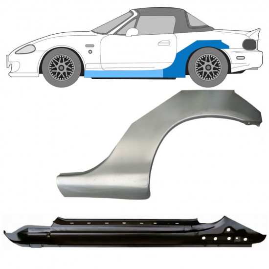 Slenkstis apatinė + sparnas galinis už Mazda MX-5 1998-2005 NB / Kairė / Rinkinys 11146