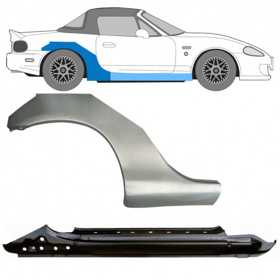 Slenkstis apatinė + sparnas galinis už Mazda MX-5 1998-2005 NB / Dešinė / Rinkinys 11145