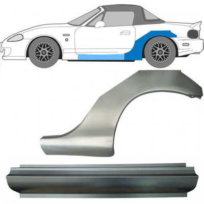 Slenkstis apatinė + sparnas galinis už Mazda MX-5 1998-2005 NB / Kairė / Rinkinys 10274