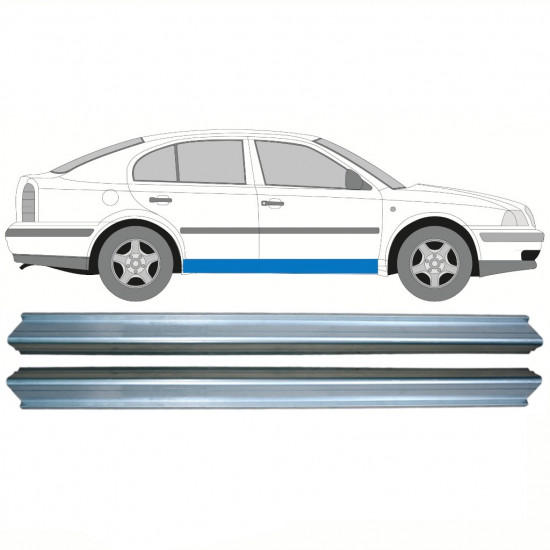 Slenkstis, apatinė už Skoda Octavia 1996-2010 / Kairė = Dešinė (simetriška) / Rinkinys 10333