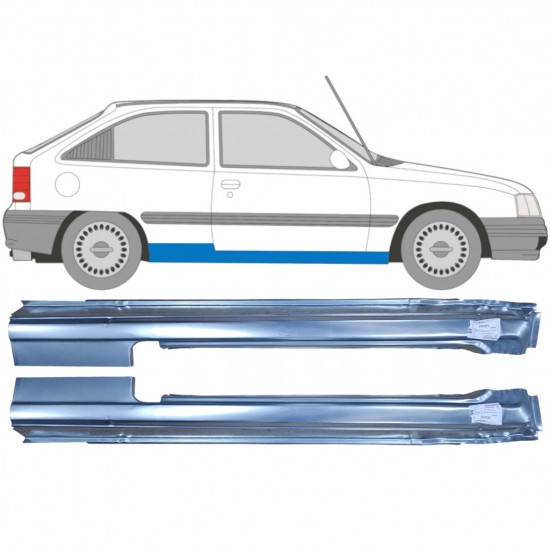 Slenkstis, apatinė už Opel Kadett 1984-1993 / Kairė + Dešinė / Rinkinys 9449