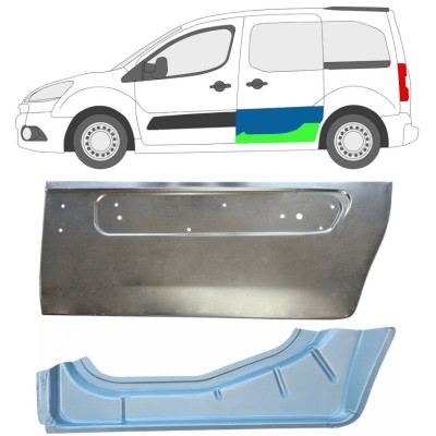 Stumdomų durų vidinė + išorinė dalis už Citroen Berlingo 2008-2018 / Kairė / Rinkinys 17087