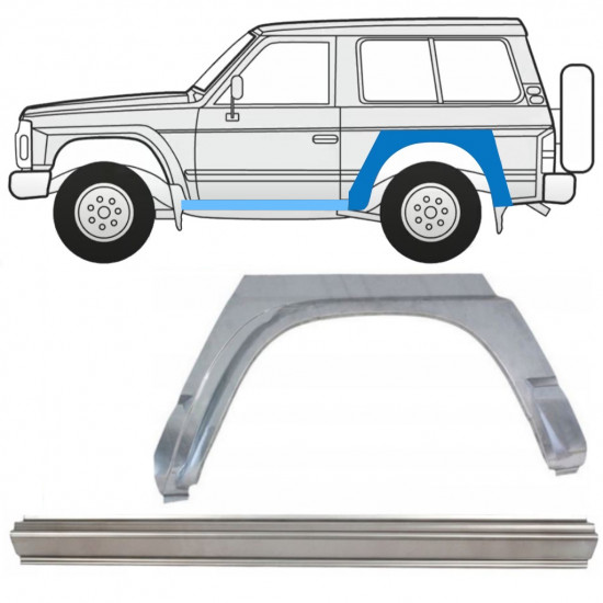 Slenkstis apatinė + sparnas galinis už Nissan Patrol 1990-1997 / Kairė / Rinkinys 11541