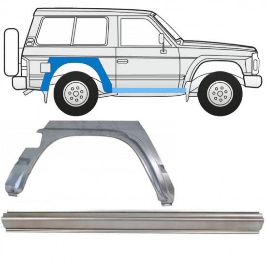 Slenkstis apatinė + sparnas galinis už Nissan Patrol 1990-1997 / Dešinė / Rinkinys 11540