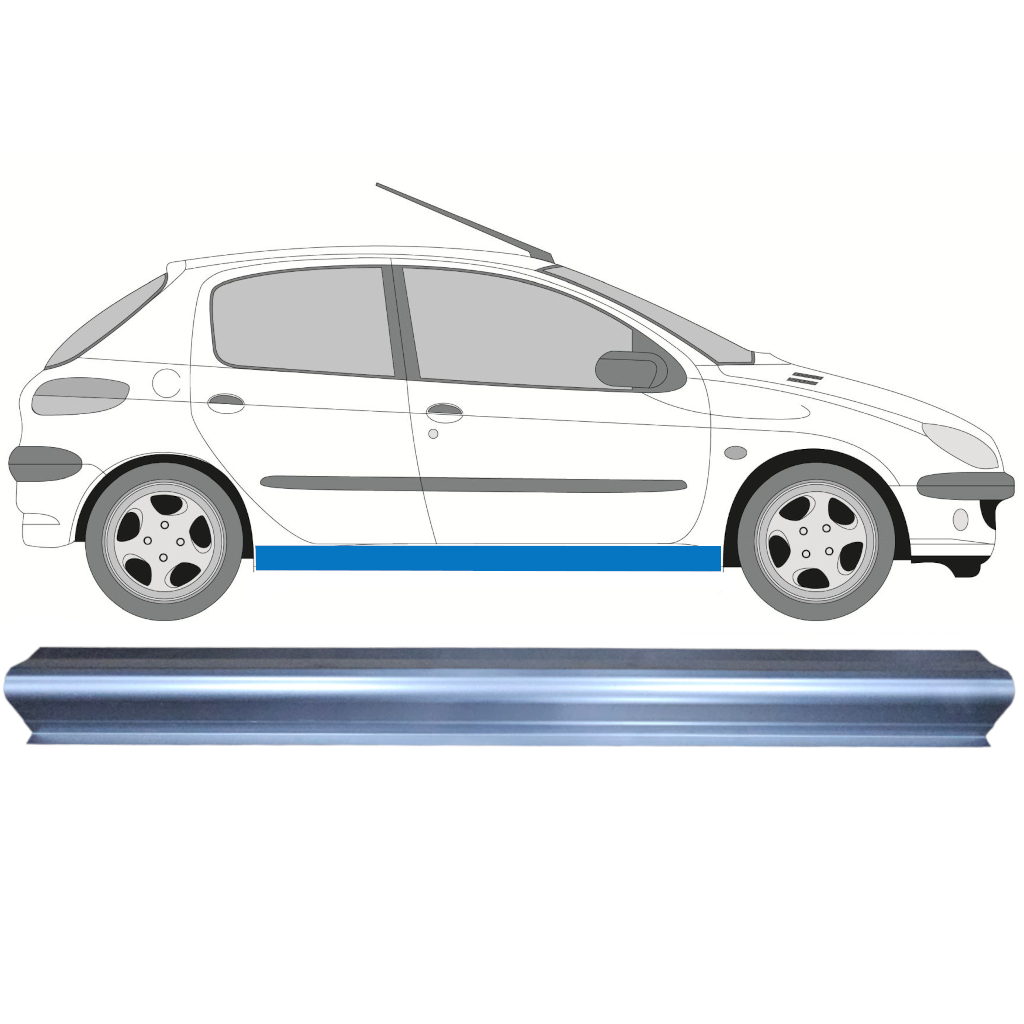 Slenkstis, Apatinė Už Peugeot 206 1998- / Kairė = Dešinė (Simetriška) 8091
