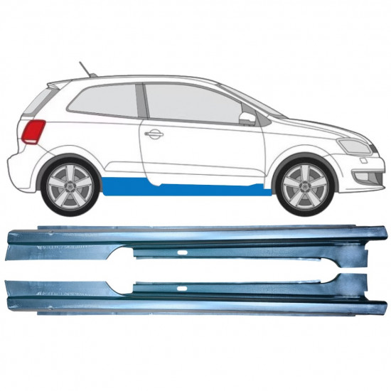 Visas slenkstis už Volkswagen Polo 2009-2017 / Kairė + Dešinė / Rinkinys 12861