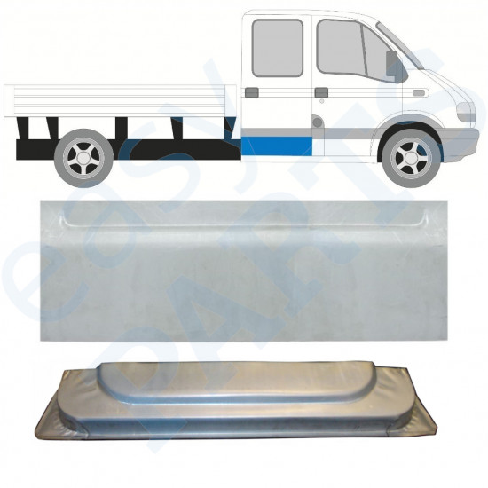 Galinių durų vidinė + išorinė dalis už Renault Master 1998-2010 / Kairė = Dešinė (simetriška) / Dviguba kabina / Rinkinys 9798