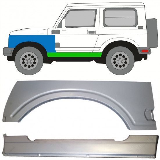 Visas slenkstis + priekinio sparno apatinė dalis už Suzuki Samurai 1981-1998 / Kairė / Rinkinys 10035