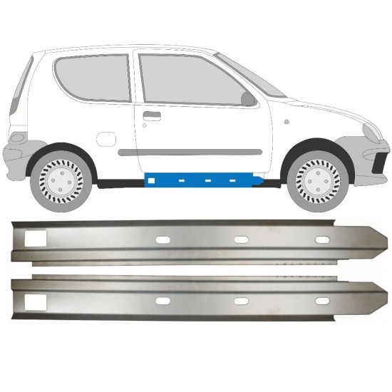 Slenkstis vidinė dalis už Fiat Seicento 1998-2010 / Kairė + Dešinė / Rinkinys 14716
