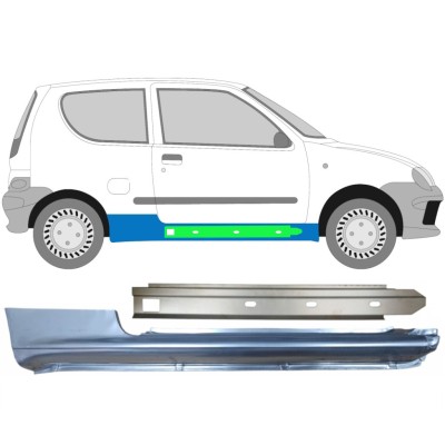 Slenkstis apatinė + vidinė slenksčio dalis už Fiat Seicento 1998-2010 / Dešinė / Rinkinys 14720