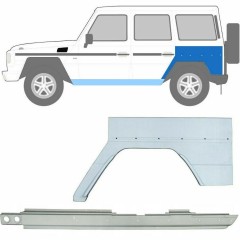 Slenkstis apatinė + sparnas galinis už Mercedes G-Class W460 W461 W463 1979-2017 / Kairė / Rinkinys 10006