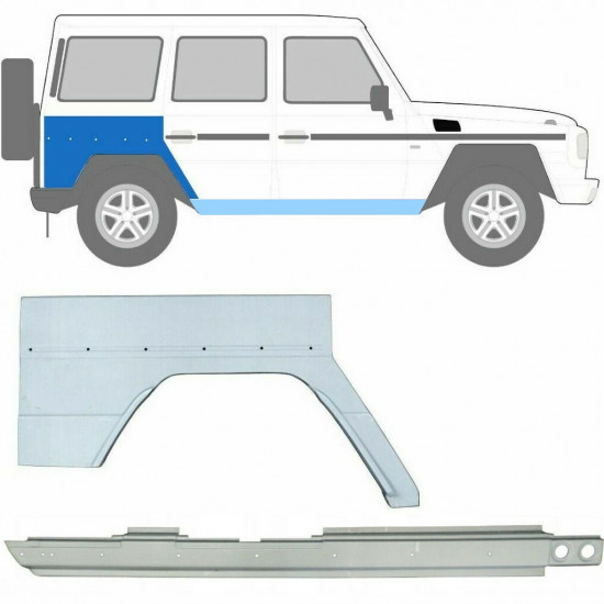 Slenkstis apatinė + sparnas galinis už Mercedes G-Class 1979- / Dešinė / Rinkinys 10005