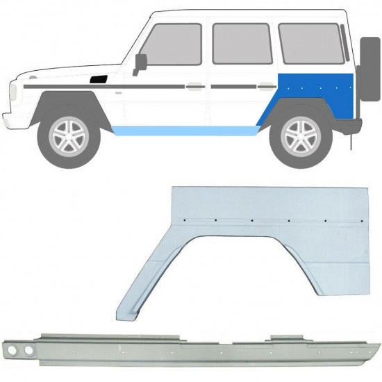 Slenkstis apatinė + sparnas galinis už Mercedes G-Class 1992- / Kairė / Rinkinys 10010