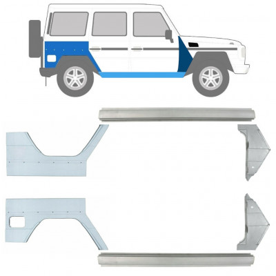 Slenkstis apatinė + sparnas priekinis + sparnas galinis už Mercedes G-Class 1992- / Kairė + Dešinė / Rinkinys 9711