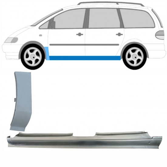 Visas slenkstis + priekinio sparno apatinė dalis už Volkswagen Sharan 1995-2010 / Kairė / Rinkinys 10369