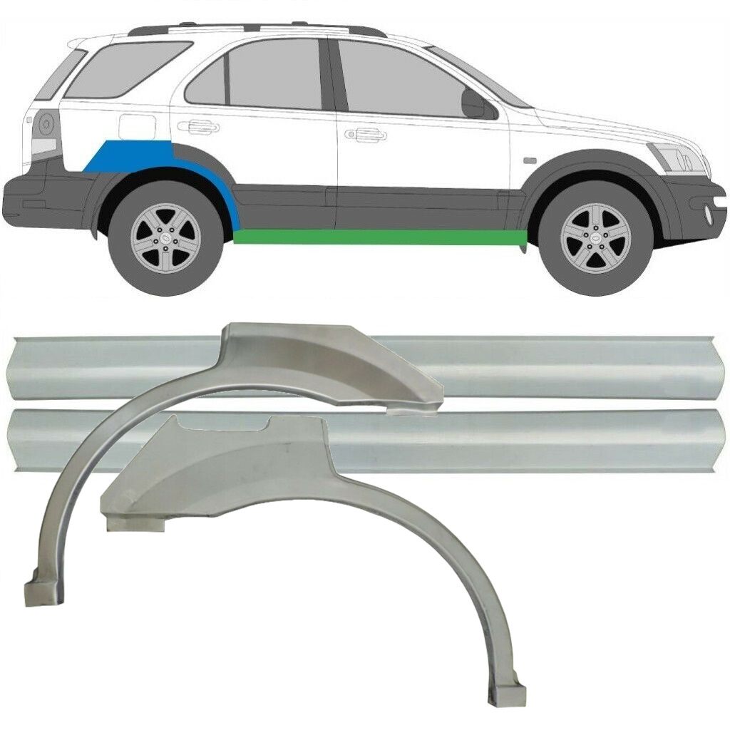 Slenkstis Apatinė + Sparnas Galinis Už Kia Sorento 2002-2009 / Rinkinys 10696