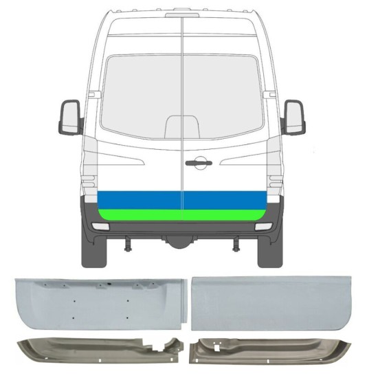 Galinių durų dalis už Mercedes Sprinter 2006-2018 / Kairė + Dešinė / Rinkinys 6050