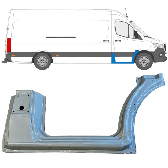Slenkstis apatinė + priekinė arka už Mercedes Sprinter 2018- / Dešinė 17090