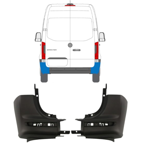 Galinio bamperio kampas už Mercedes Sprinter 2018- / Kairė + Dešinė / Rinkinys 14945 Galinio bamperio kampas už Mercedes Sprinter 2018- / Kairė + Dešinė / Rinkinys 14945