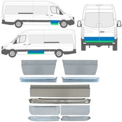 Durų vidinė + išorinė dalis už Mercedes Sprinter 2006-2018 / Kairė + Dešinė / Rinkinys 11319