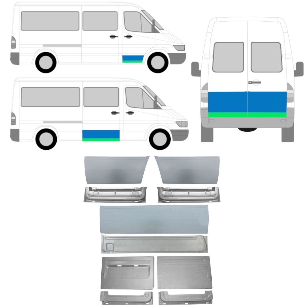 Durų Vidinė + Išorinė Dalis Už Mercedes Sprinter 1995-2006 / Rinkinys 11321