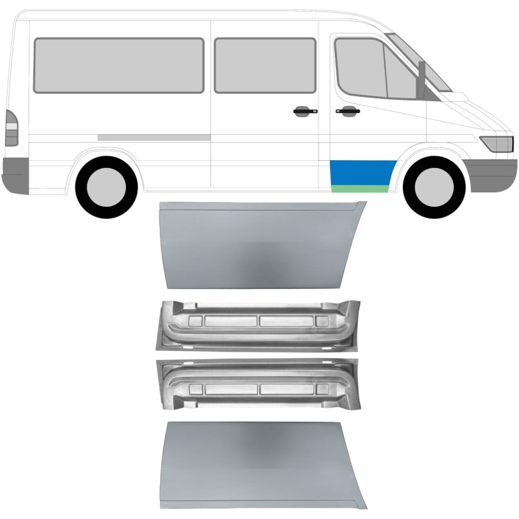Priekinių Durų Vidinė + Išorinė Dalis Už Mercedes Sprinter 1995-2006 / Kairė + Dešinė / Rinkinys 9671