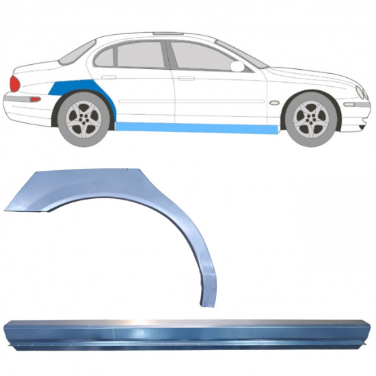 Slenkstis apatinė + sparnas galinis už Jaguar S-Type 1999-2007 / Dešinė / Rinkinys 12623