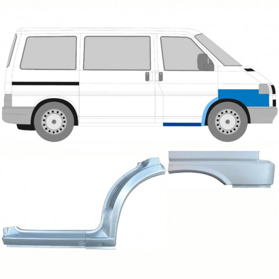 Slenkstis apatinė + priekinė arka + sparnas priekinis už VW Transporter T4 1990- / Dešinė / Rinkinys 10039