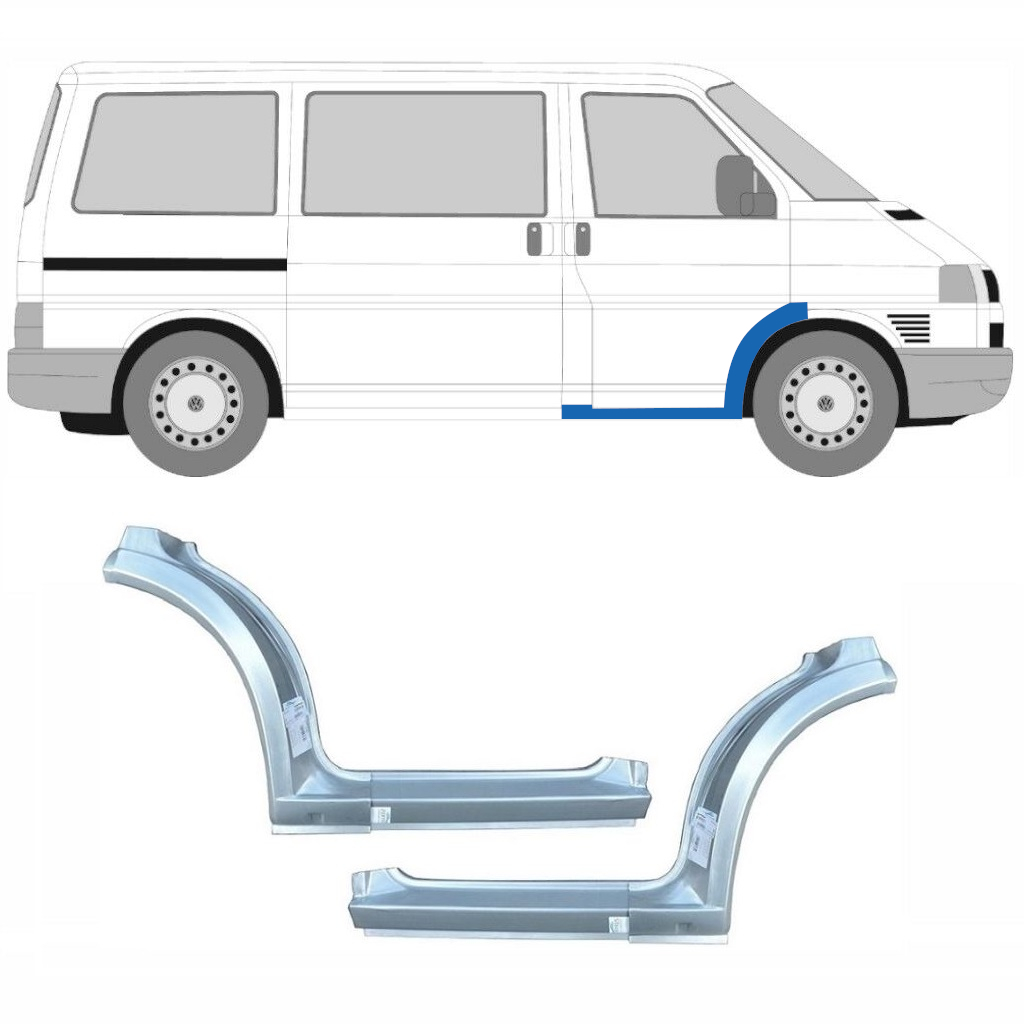 Slenkstis Apatinė + Priekinė Arka Už Vw Transporter T4 1996- / Kairė + Dešinė / Rinkinys 10671