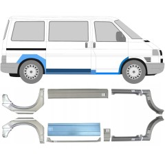 Slenkstis apatinė + sparnas priekinis + sparnas galinis už Volkswagen Transporter T4 1990-2003 / Rinkinys 5983