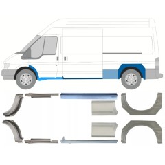 Slenkstis apatinė + sparnas galinis už Ford Transit 2000-2013 / Rinkinys 12678