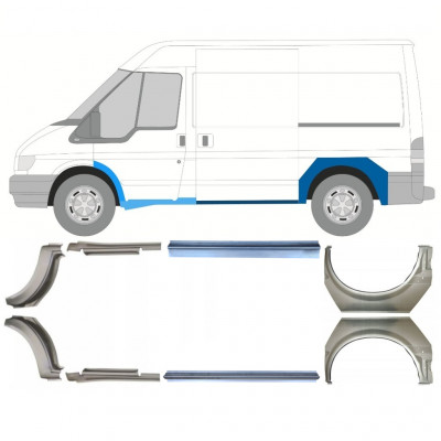 Slenkstis apatinė + sparnas galinis už Ford Transit 2000-2013  / SWB / Rinkinys 12674