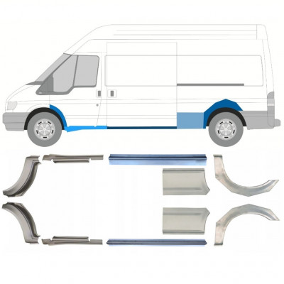 Slenkstis apatinė + sparnas galinis už Ford Transit 2000-2013  / LWB / Rinkinys 12677