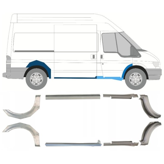 Slenkstis apatinė + sparnas galinis už Ford Transit 2000-2013 / MWB / Rinkinys 9693