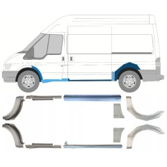 Slenkstis apatinė + sparnas galinis už Ford Transit 2000-2013 / Rinkinys 12676
