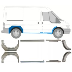 Slenkstis apatinė + sparnas galinis už Ford Transit 2000-2013 / Rinkinys 9694