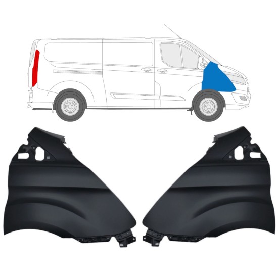 Priekinis sparnas už Ford Transit Custom 2013-2017 / Kairė + Dešinė / Rinkinys 17097